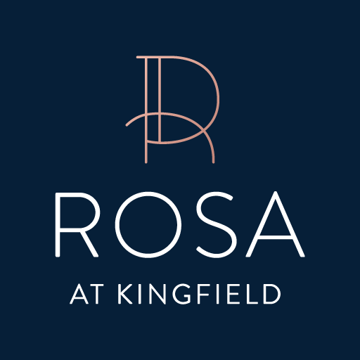Rosa logo on navy background